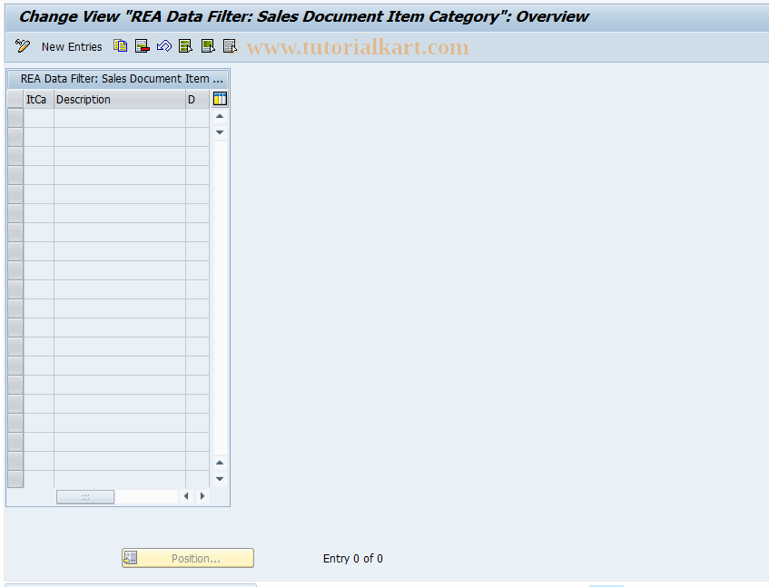 SAP TCode J7LRRE711000120 - Data Filters Item Ctgry Sales Document 