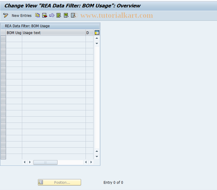 SAP TCode J7LRRE711000122 - Data Filters BOM Usage