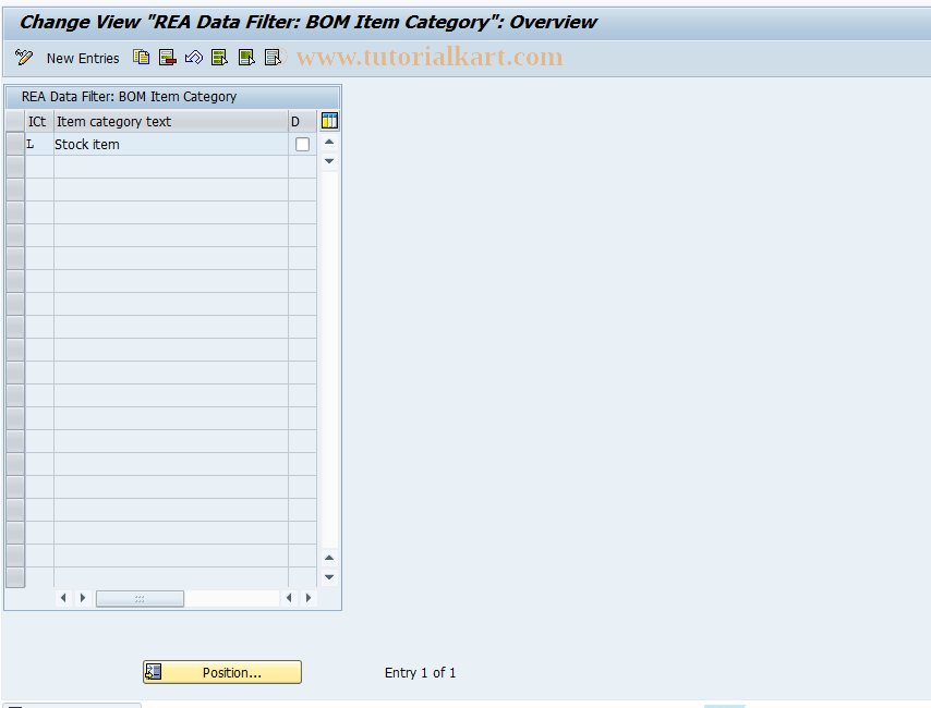 SAP TCode J7LRRE711000123 - Data Filters Item Ctgry BOM