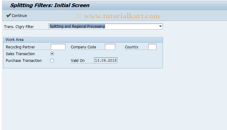 SAP TCode J7LRRE711000140 - REA Splitting Filters