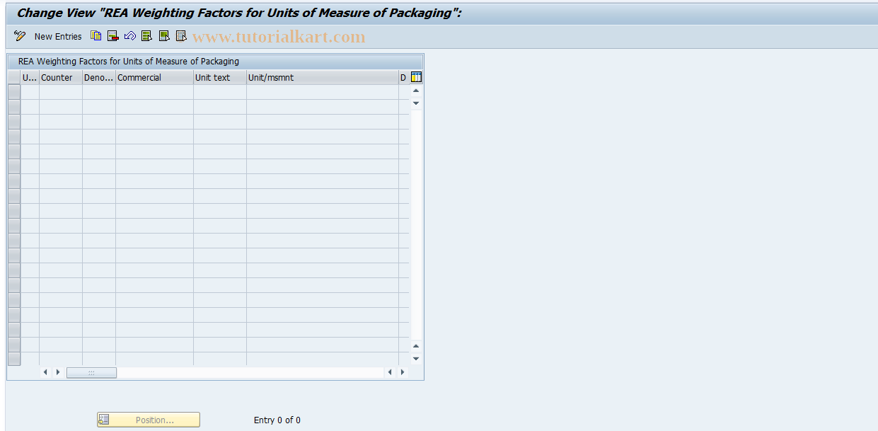 SAP TCode J7LRRE711000141 - REA Weighting Factors