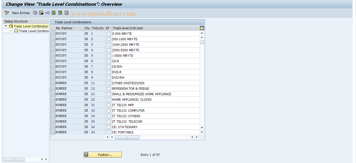 SAP TCode J7LRRE711000162 - REA Data Filters Trade Level Comb.