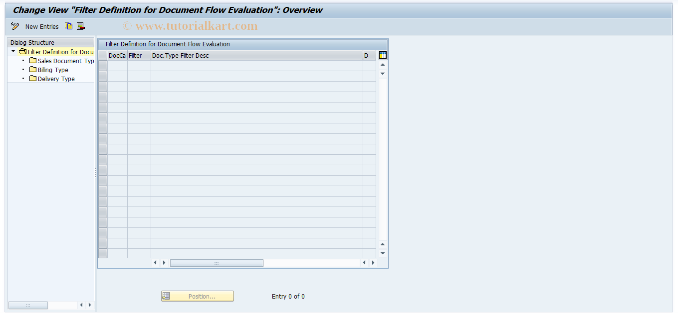 SAP TCode J7LRREN11000169 - IMG Activity: Document Flow Filters