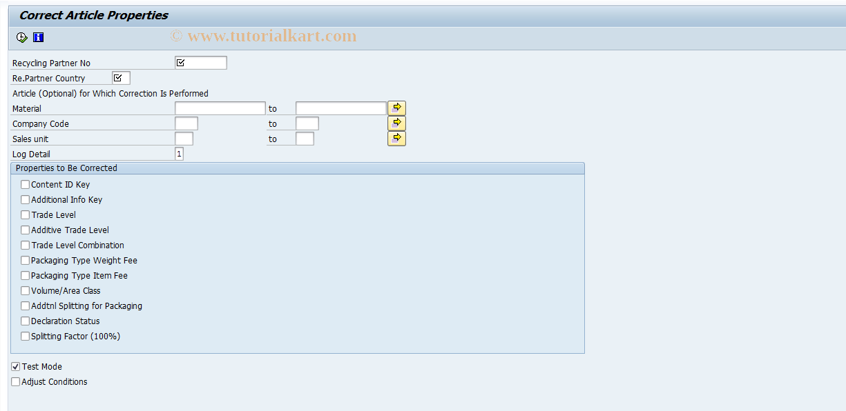 SAP TCode J7LUTILITY10 - J_7L_CORRECT_ART_FIELDS