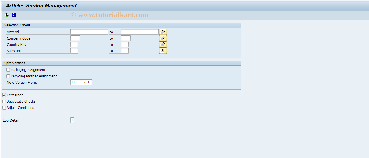 SAP TCode J7LUTILITY12 - J_7L_ART_VERSIONING