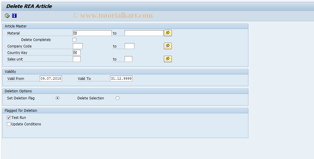 SAP TCode J7LUTILITY20 - Delete REA Article