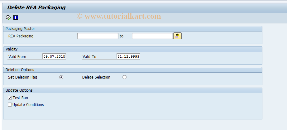 SAP TCode J7LUTILITY21 - Delete REA Packaging