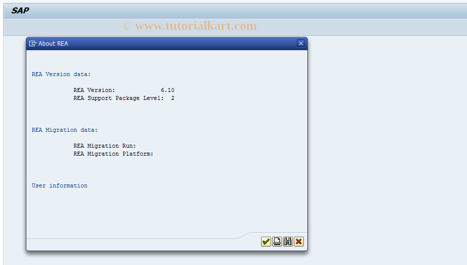 SAP TCode J7LVERSION - REA Version Information