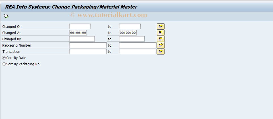 SAP TCode J7LZ - REA Packaging Field Changes