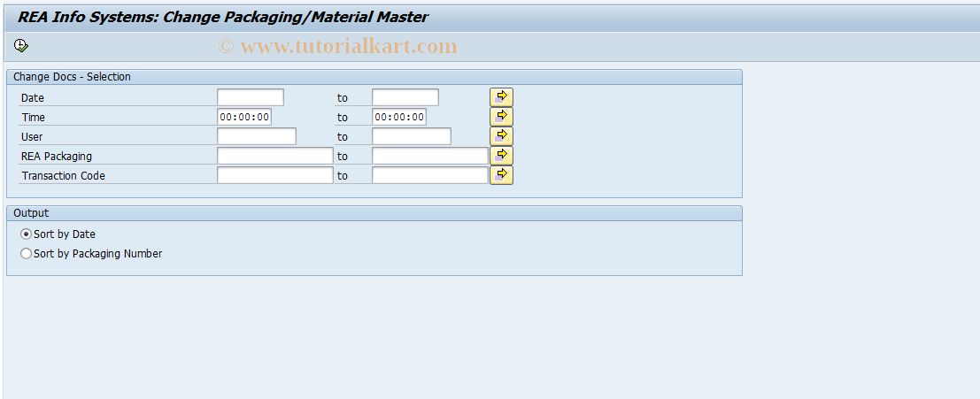 SAP TCode J7LZN - REA Packaging Field Changes