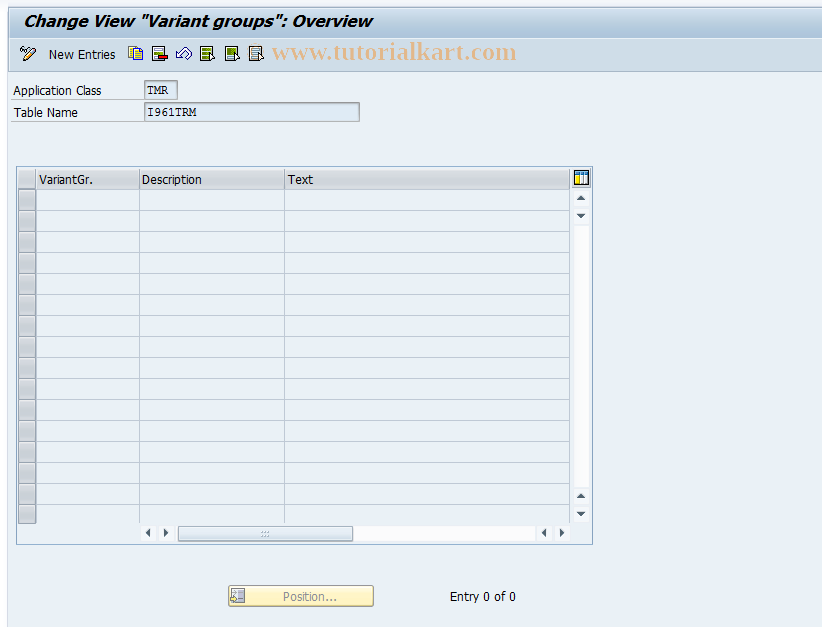 SAP TCode JB3S - Define variant group