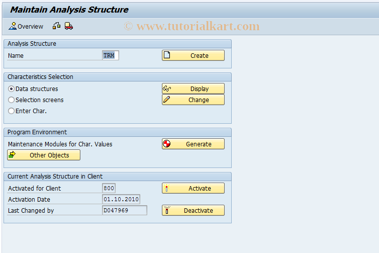 SAP TCode JBAP - Create Maintain Analysis Structures