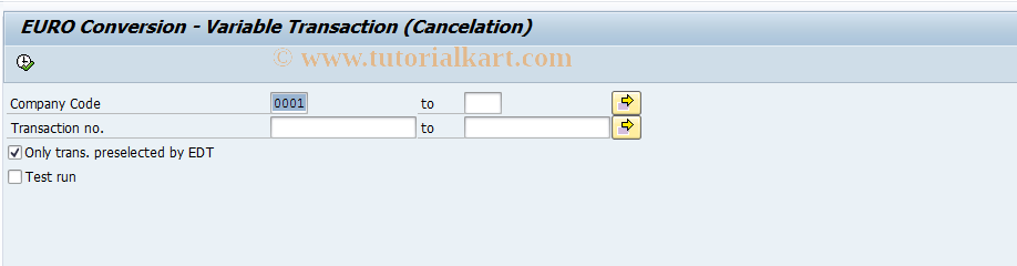 SAP TCode JBM10 - Euro Reversal: Variable Transaction