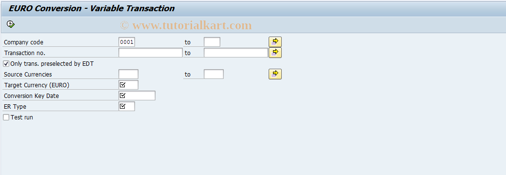 SAP TCode JBM9 - Euro Conversion: Variable Transact.