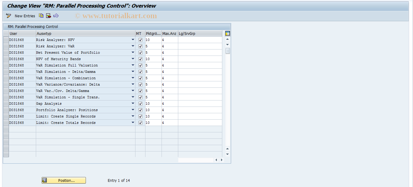 SAP TCode JBMT2 - Parallel Processing Settings
