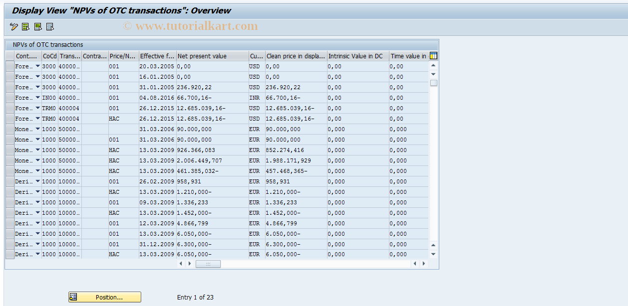 SAP TCode JBNPV - Maintain NPV