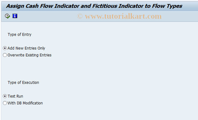 SAP TCode JBR3 - Assign Flow Type to Cash Flow Indic.