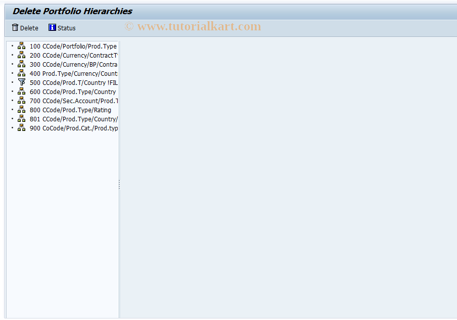 SAP TCode JBR4 - Delete Portfolio Hierarchies