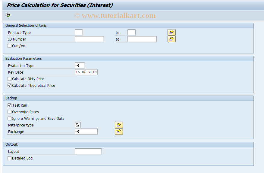 SAP TCode JBRBPC - Bond Price Calculator