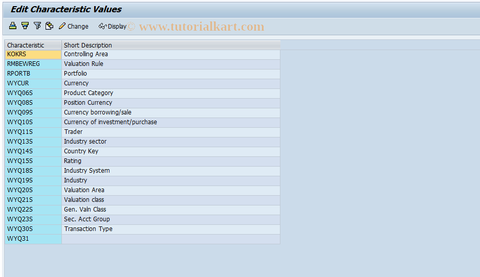 SAP TCode JBRCU - Edit Characteristic Values