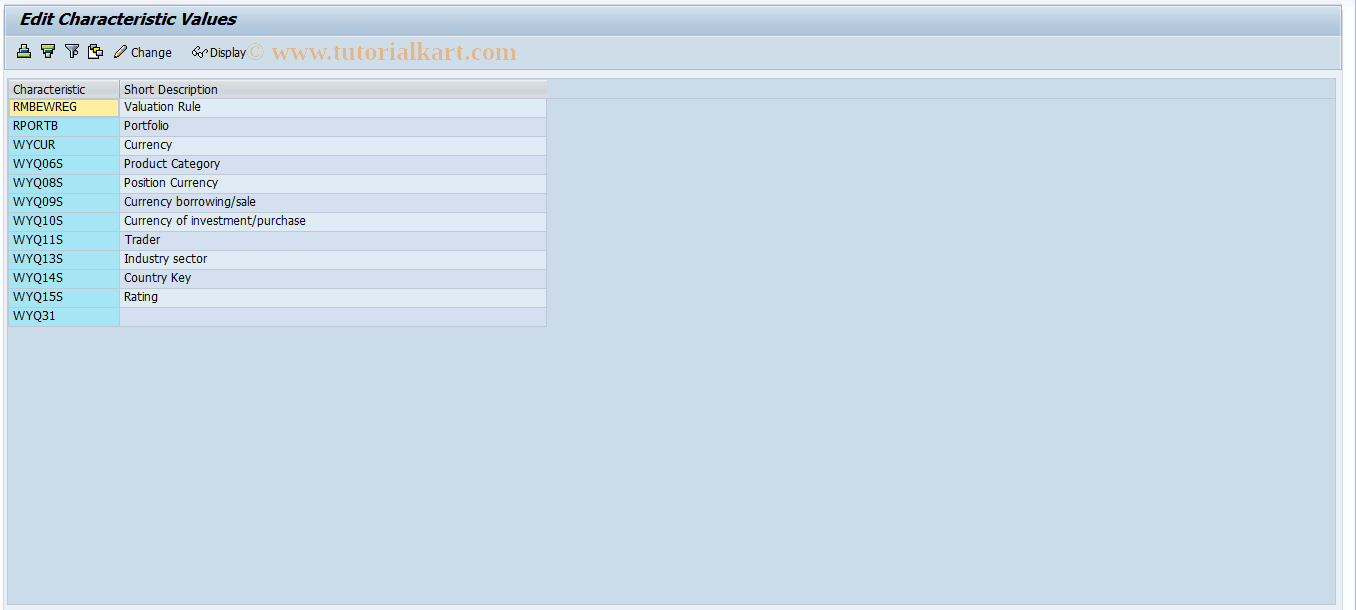 SAP TCode JBRCV - Maintenance of Characteristic Values