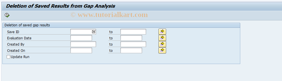 SAP TCode JBRDELSVGP - Deletion of Gap Results