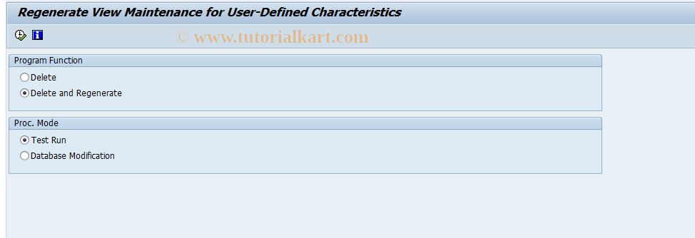 SAP TCode JBRGV - Reorganize Maintenance Modules