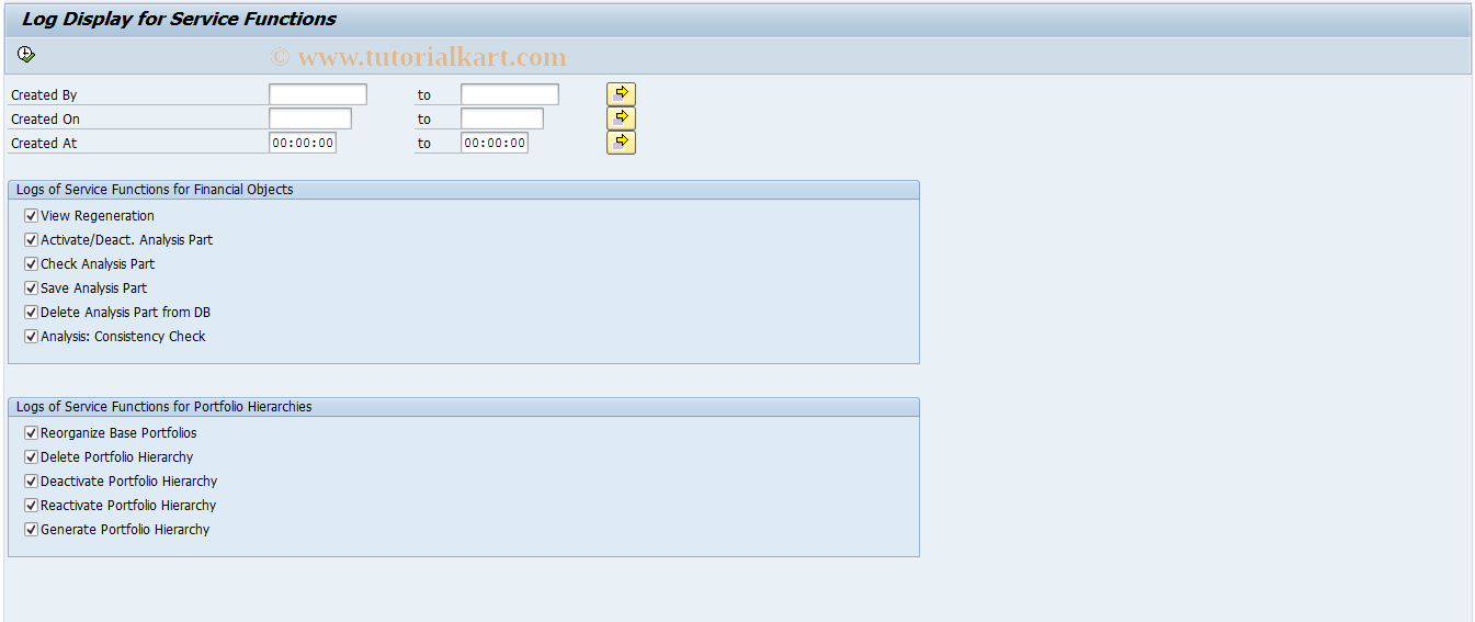 SAP TCode JBRMP0 - Logs for Financial Object