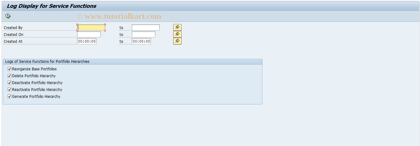 SAP TCode JBRMP1 - Logs for Portfolio Hierarchies