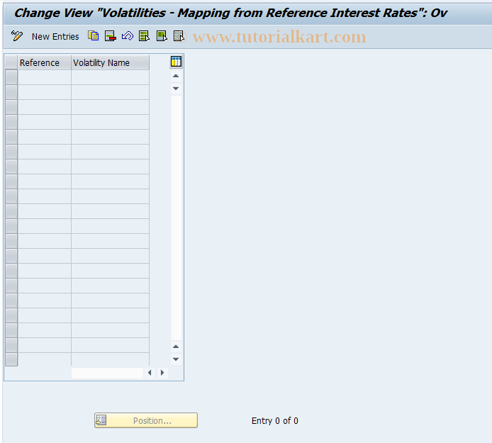 SAP TCode JBV61 - Assign Reference Int. Rates to Vol. Names