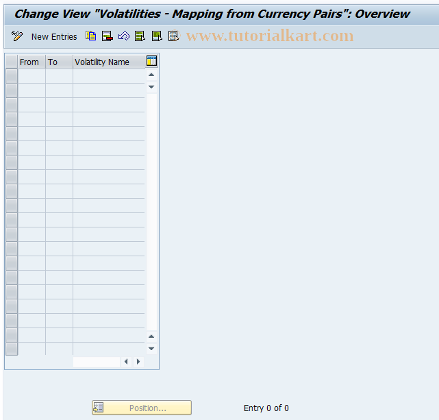 SAP TCode JBV62 - Assign Currency Pair to Vol. Names