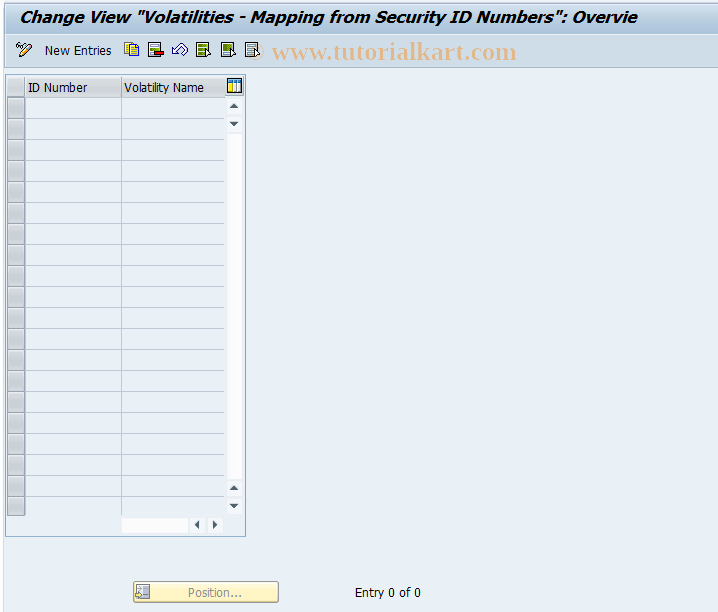 SAP TCode JBV63 - Assign Sec.ID Number to Volatility Name