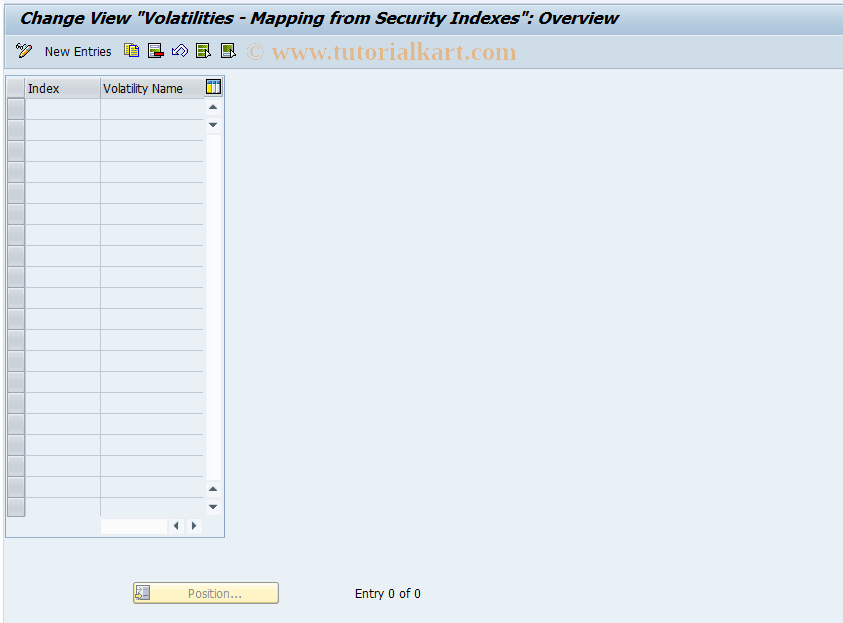 SAP TCode JBV64 - Assign Index to Volatility Name