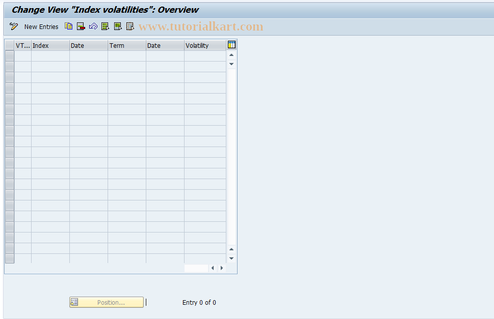 SAP TCode JBVIN - Index Volatilities