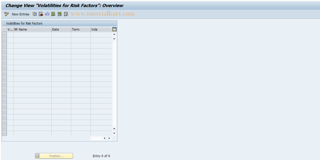 SAP TCode JBVRF - Risk Factor Volatilities