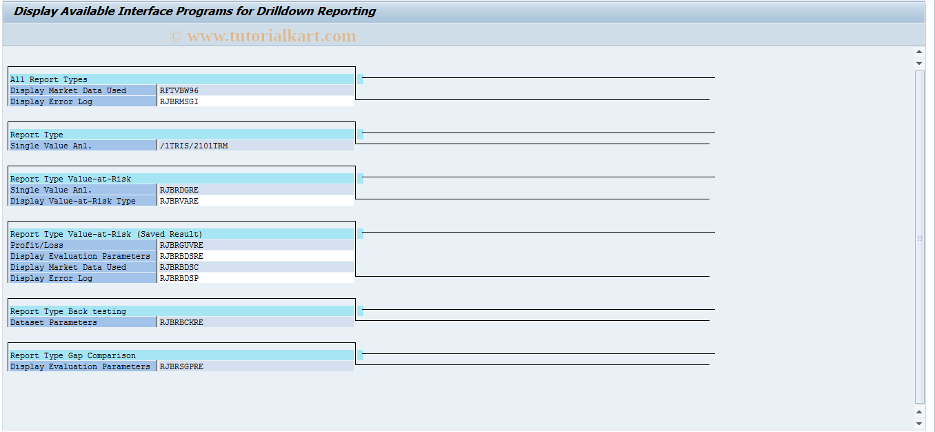 SAP TCode JBWPR - RM: Display Interface Programs