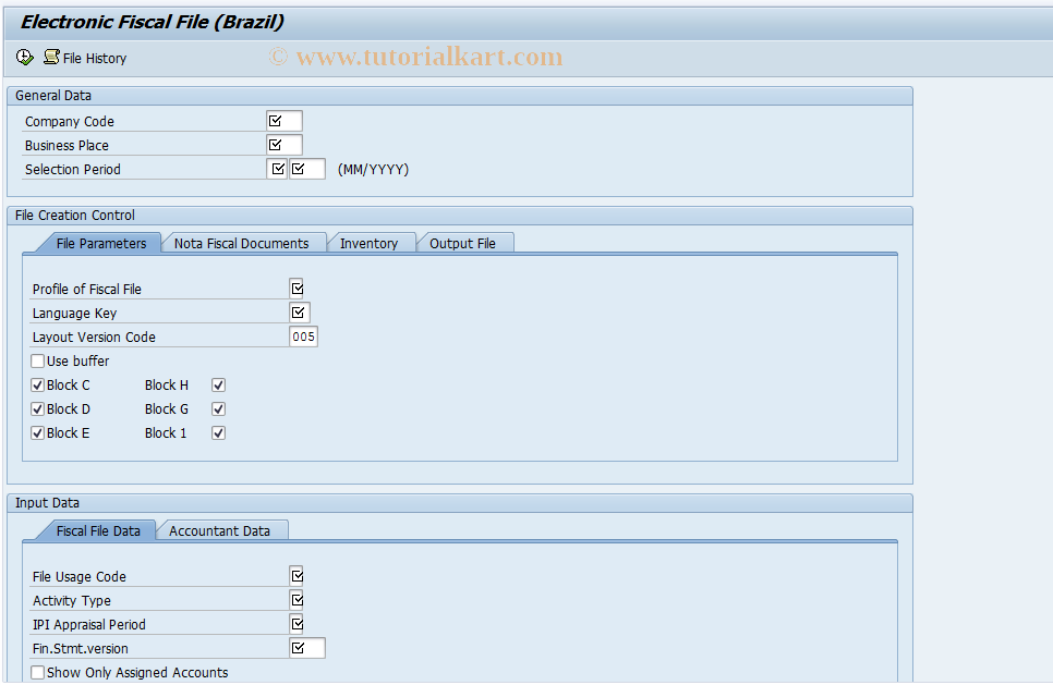 SAP TCode J_1BEFD - Creation of SPED Digital Archive