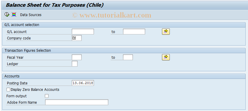 SAP TCode J_CLBALTAX - Balance Sheet for Tax (Chile)