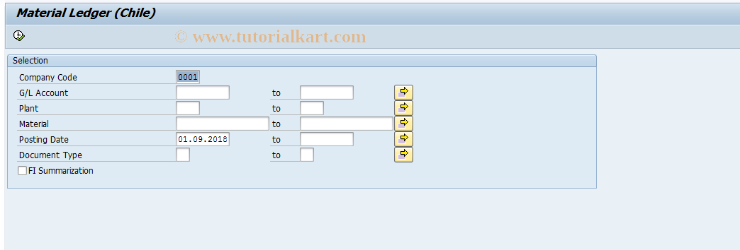 SAP TCode J_CLML - Material Ledger (Chile)