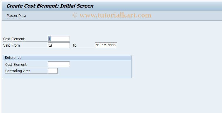 SAP TCode KA06 - Create Secondary Cost Element