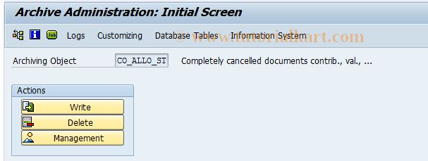 SAP TCode KA18 - Archive admin: assess., distr.