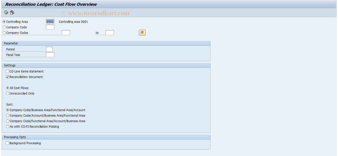 SAP TCode KAL7 - Overview of Cost Flows