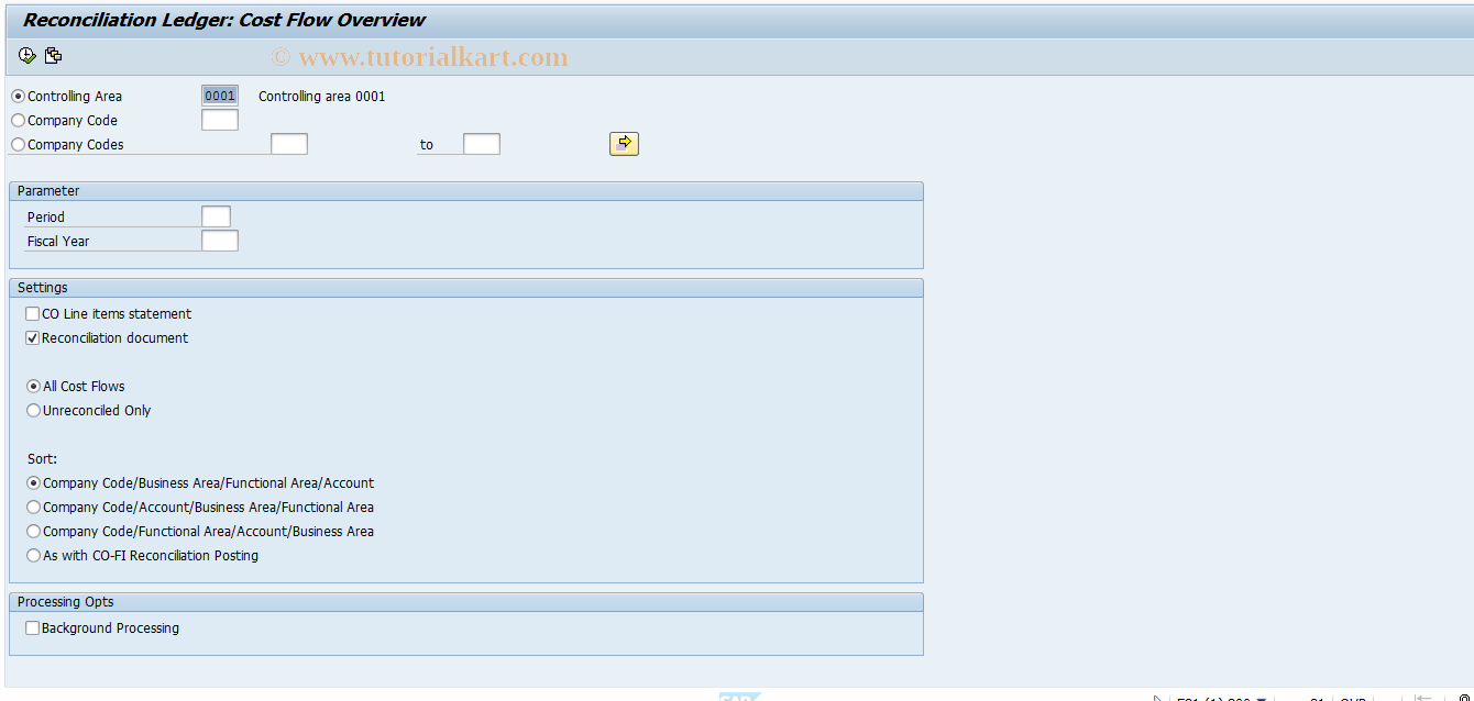 SAP TCode KAL7N - Overview of Cost Flows