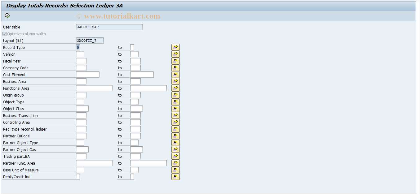 SAP TCode KALE1 - RCL: Parameter Transaction for GD13