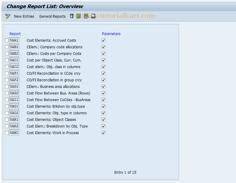 SAP TCode KALG - Change Reconcil. Ledger Report List