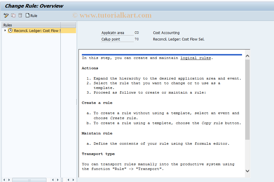 SAP TCode KALH - Change Rules for Reconcil. Posting