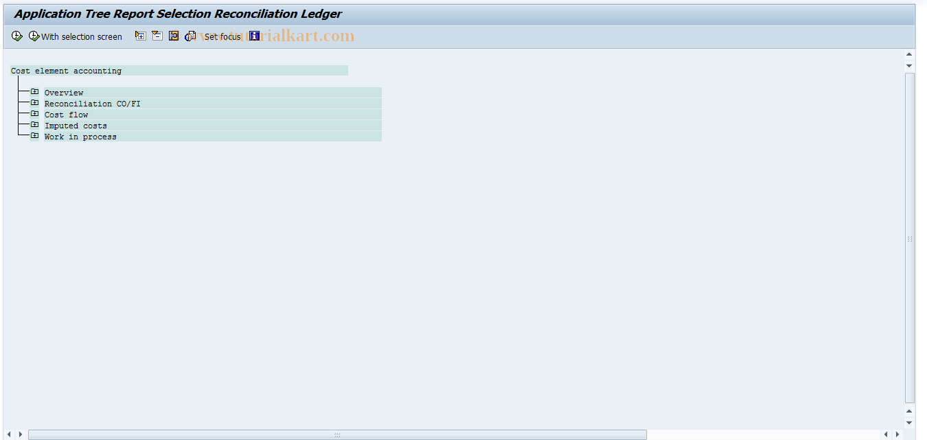 SAP TCode KALM - Display Reconcil. Ledger Report Tree