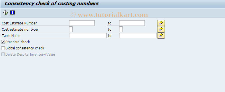 SAP TCode KALNRCHECK - Consist. Check for Costing Run Nos.