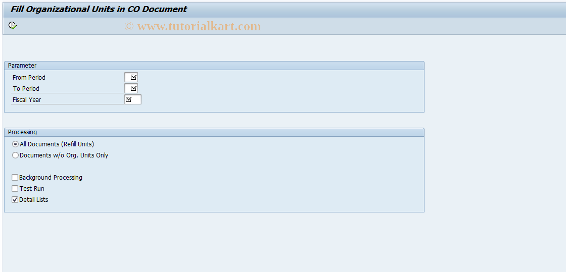 SAP TCode KALX - Fill Original Units in CO Document