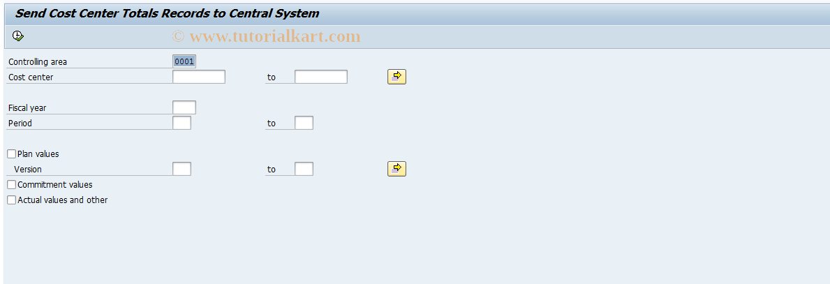 SAP TCode KAVA - Send Cost Center Totals Records